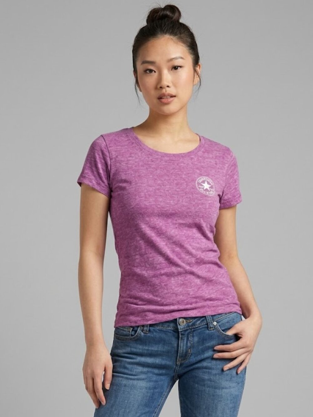 Converse All Star Heathered Purple Graphic Logo Tee